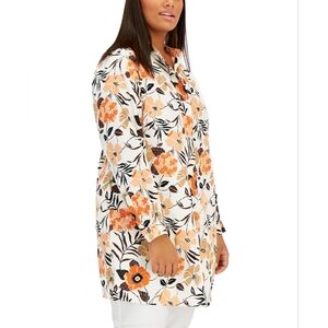 Plus Size Longer Length Nehru Tunic - Anne White Combo size 0x